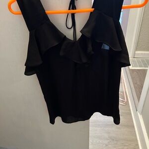 Express Black Ruffle Blouse